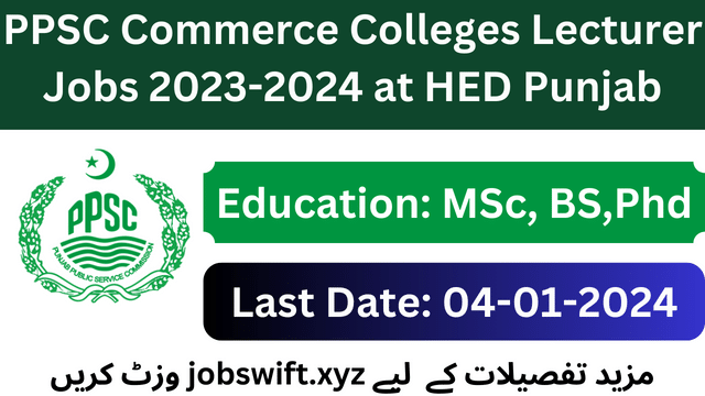 PPSC Commerce Colleges Lecturer Jobs HED Punjab